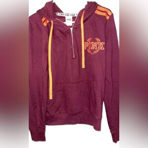 PINK Victoria's Secret Maroon and Orange Hoodie